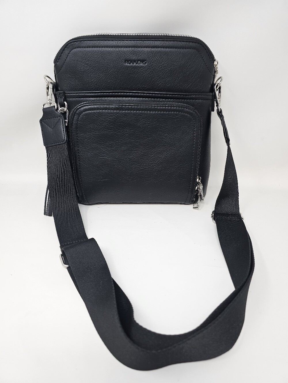 Roulens Soft BlackVegan Leather Crossbody Bag Adjustable Strap  Built in Wallet